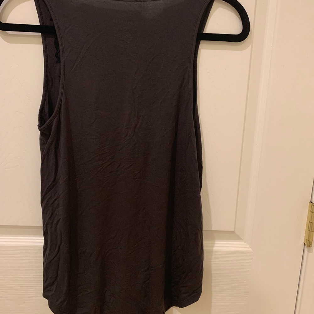 American Eagle Outfitters Charcoal Embroidered Tank Top - Picture 3 of 3